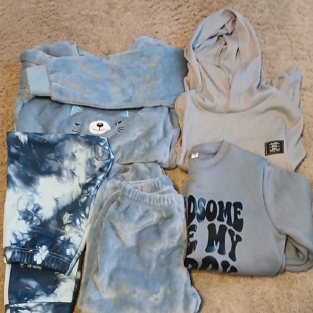 Blue-gray Lot Of 5 Pieces Boys Pants And Sweatshirts Sz 7